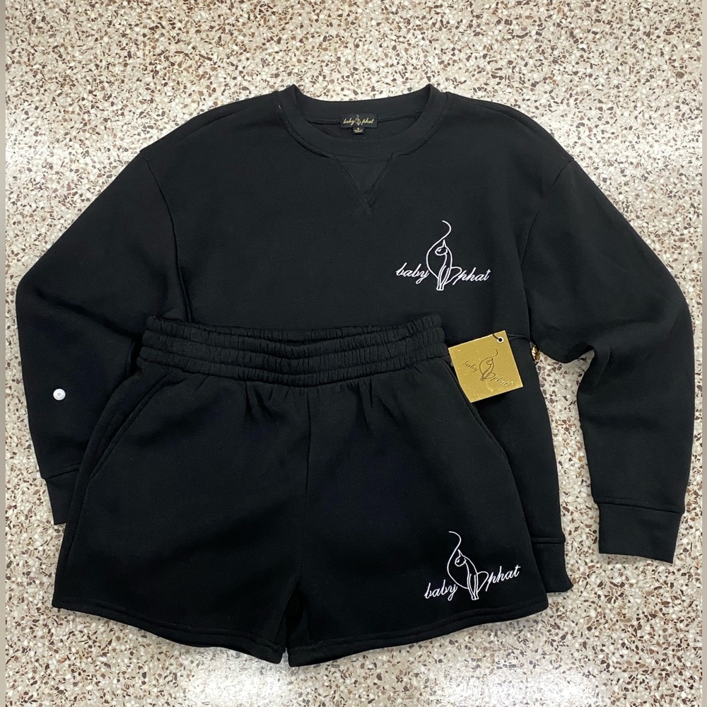 Baby Phat Black Logo Shorts Set